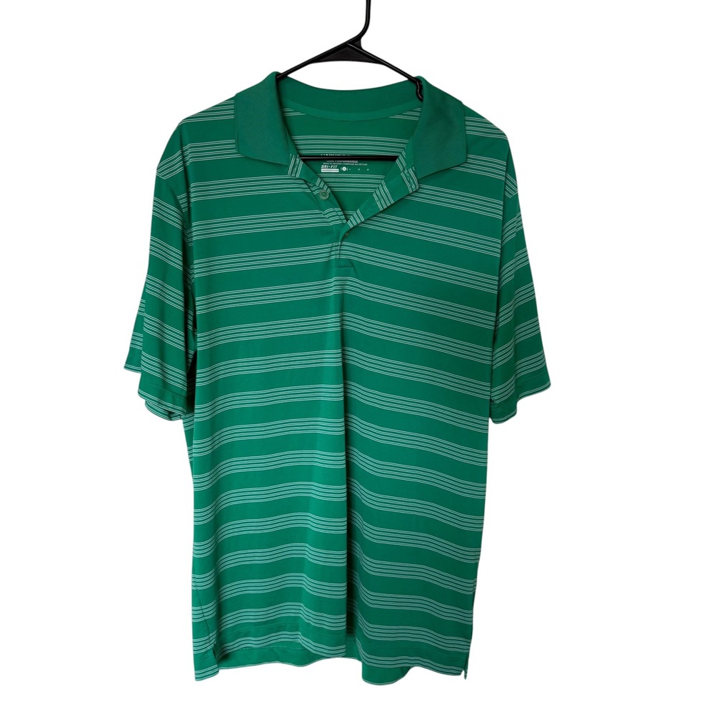 Men's Green Striped Polo Shirt